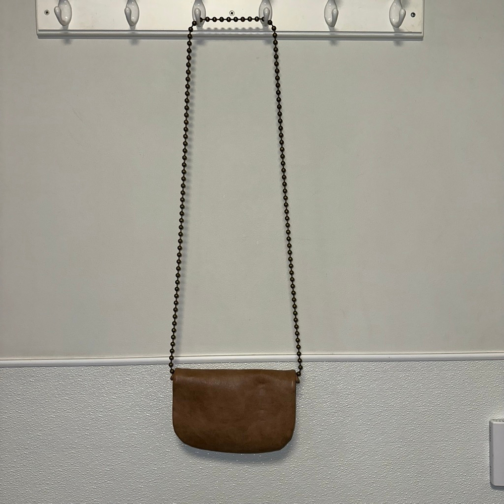 T-Shirt & Jeans Tan Laser Cut Crossbody Bag geometric ball chain strap purse - Picture 10 of 16
